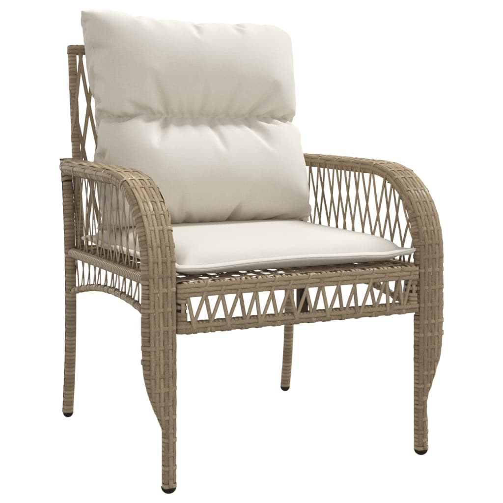 4-delige Loungeset met kussens poly rattan beige