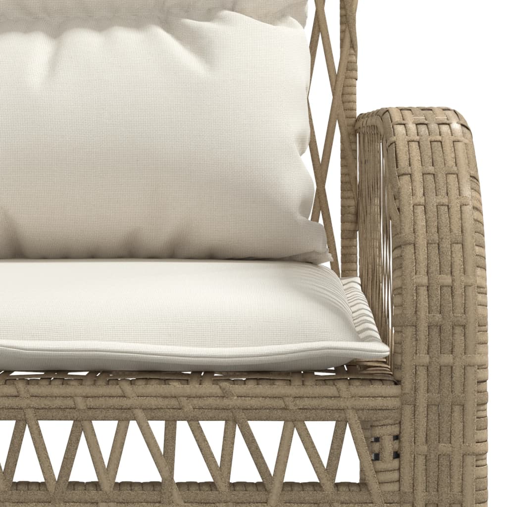 4-delige Loungeset met kussens poly rattan beige