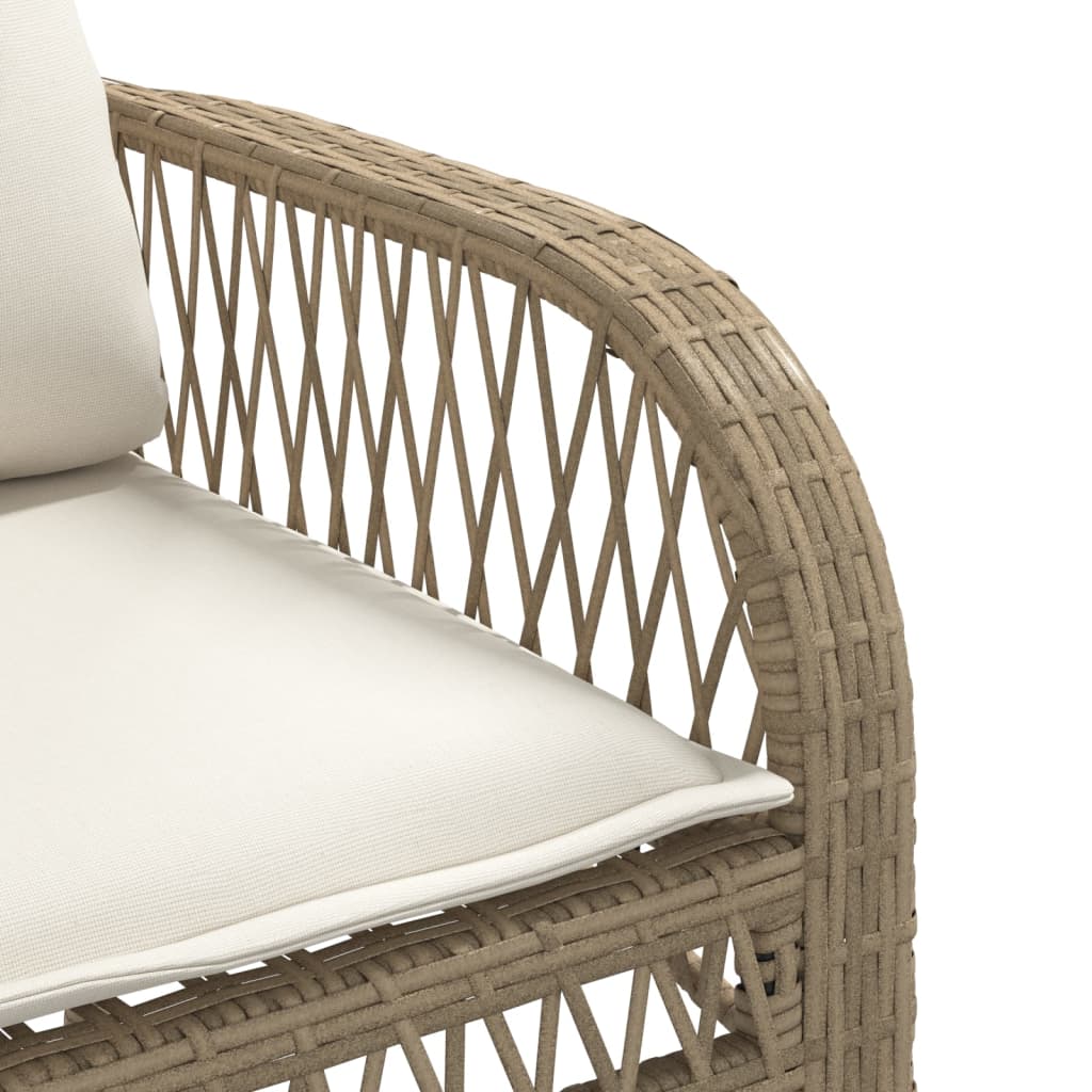 4-delige Loungeset met kussens poly rattan beige