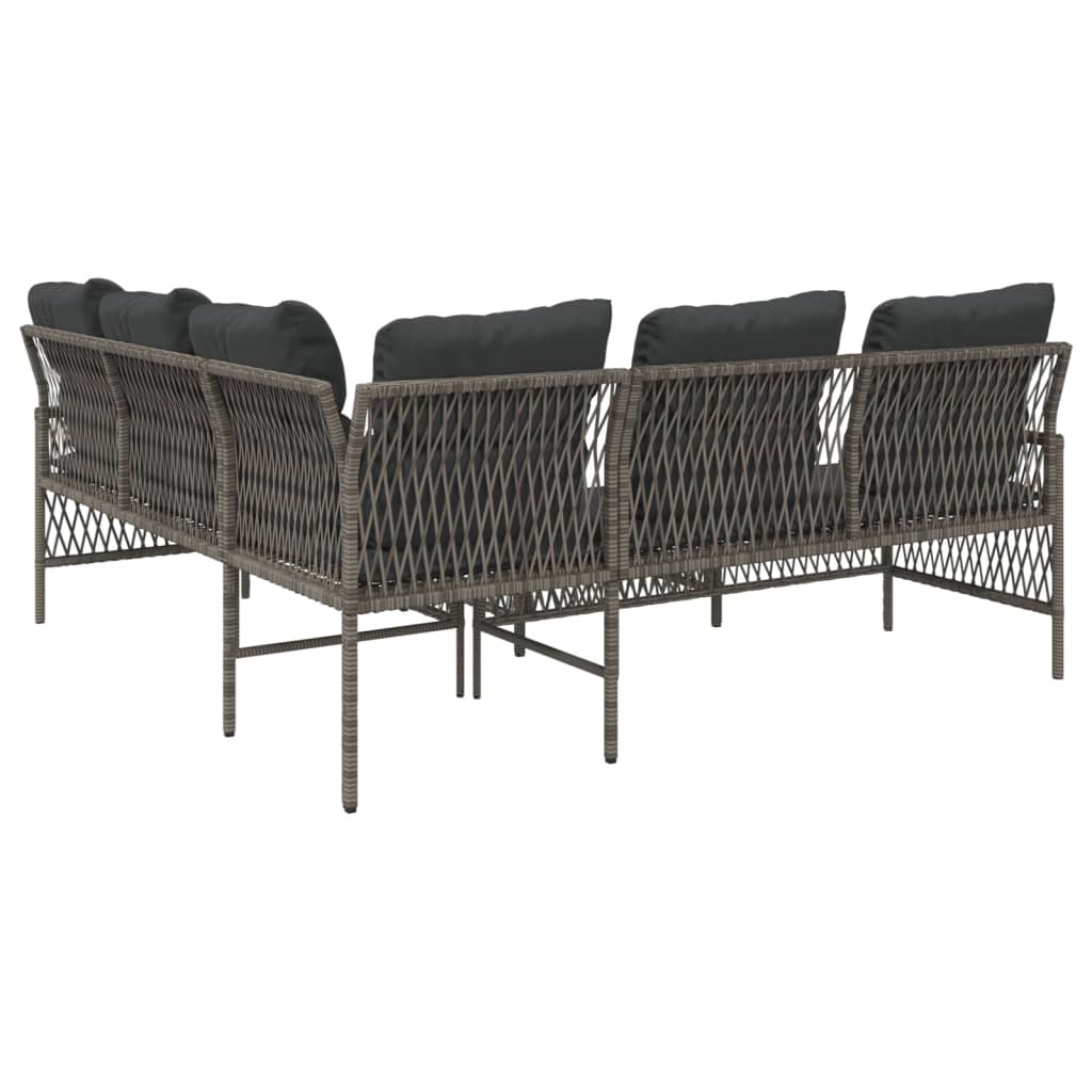 2-delige Loungeset met kussens poly rattan grijs