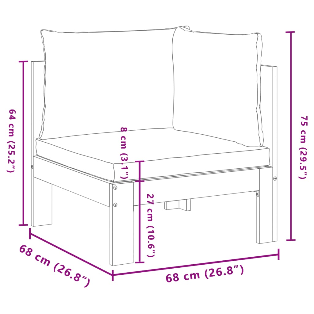 Tuinhoekbank met kussens massief acaciahout Modulaire tuinbanken | Creëer jouw Trendy Thuis | Gratis bezorgd & Retour | Trendy.nl