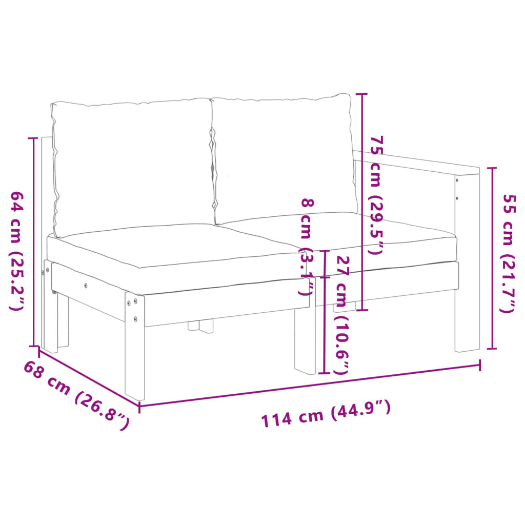 Tuinbank met 1 armleuning 2-zits massief acaciahout Modulaire tuinbanken | Creëer jouw Trendy Thuis | Gratis bezorgd & Retour | Trendy.nl