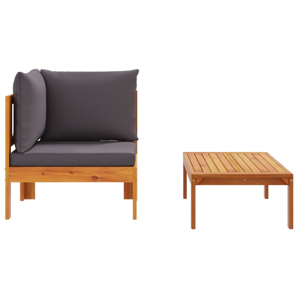 2-delige Loungeset met kussens massief acaciahout Modulaire tuinbanken | Creëer jouw Trendy Thuis | Gratis bezorgd & Retour | Trendy.nl