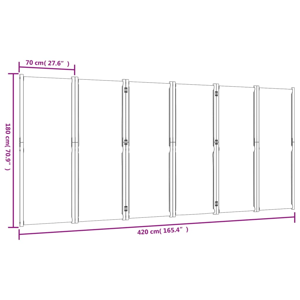 Kamerscherm met 6 panelen 420x180 cm taupe Kamerschermen | Creëer jouw Trendy Thuis | Gratis bezorgd & Retour | Trendy.nl