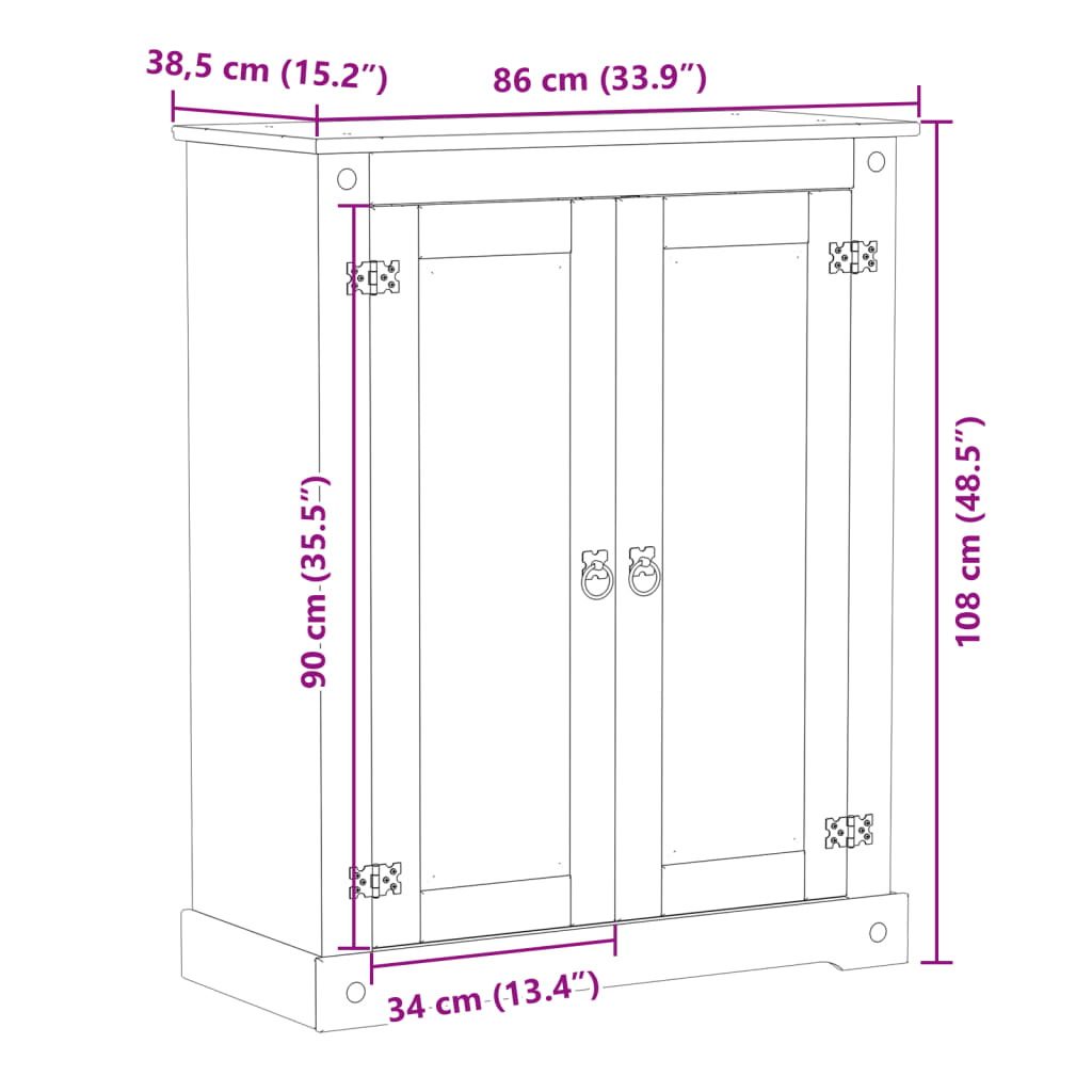 Schoenenkast Corona 86x38,5x108 cm massief grenenhout Schoenenrekken | Creëer jouw Trendy Thuis | Gratis bezorgd & Retour | Trendy.nl