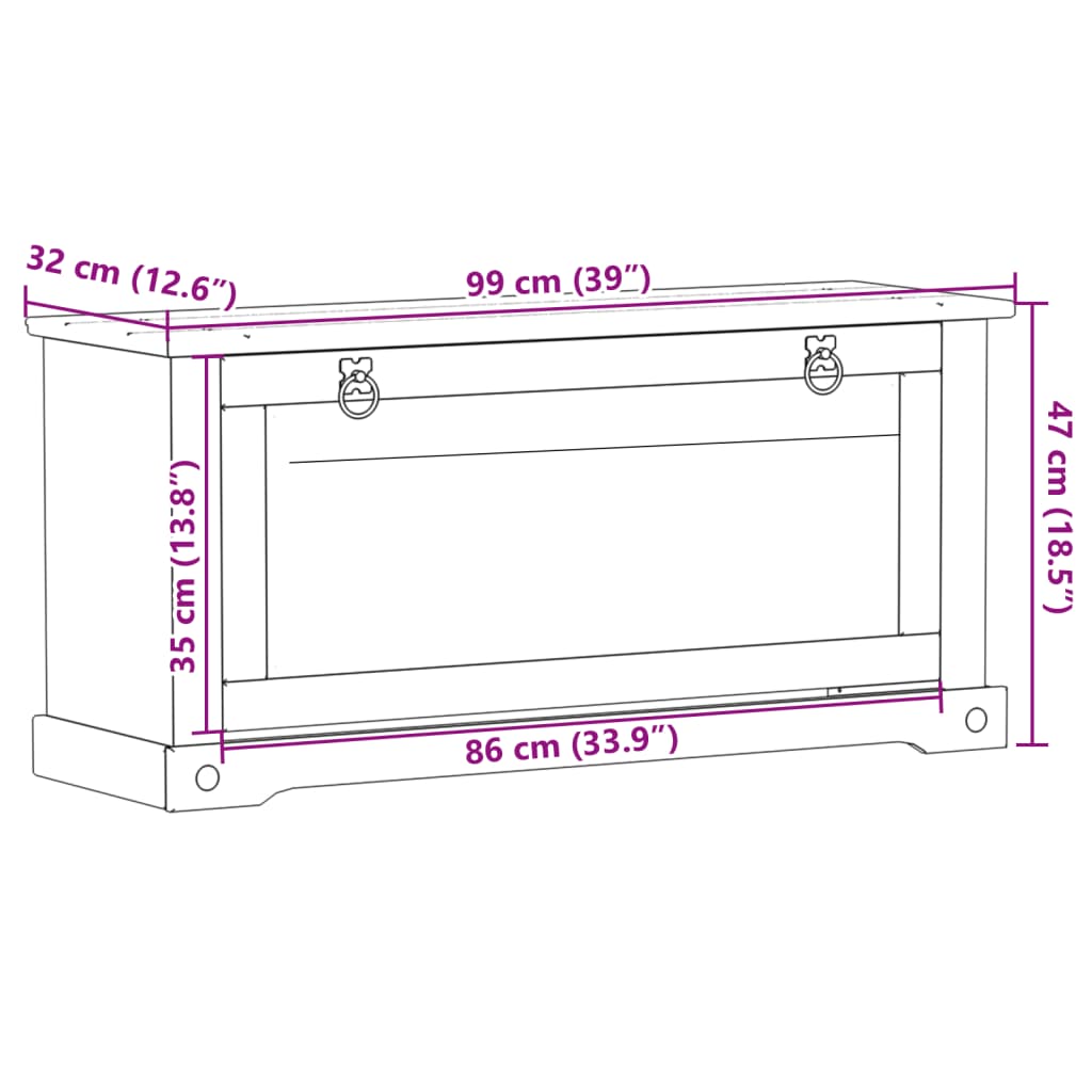 Schoenenkast Corona 99x32x47 cm massief grenenhout Schoenenrekken | Creëer jouw Trendy Thuis | Gratis bezorgd & Retour | Trendy.nl