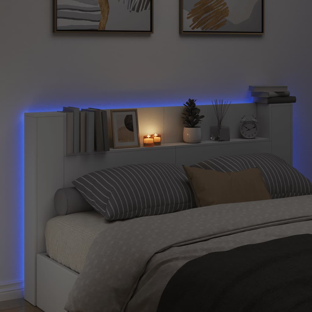 Hoofdbordkast met LED-verlichting 180x16,5x103,5 cm wit Hoofdborden en voetborden | Creëer jouw Trendy Thuis | Gratis bezorgd & Retour | Trendy.nl