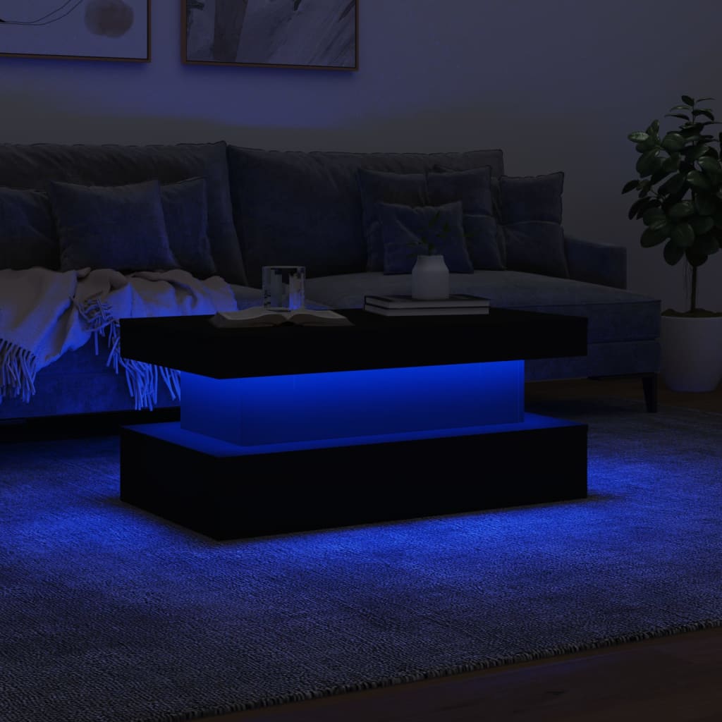 Salontafel met LED-verlichting 90x50x40 cm zwart Salontafels | Creëer jouw Trendy Thuis | Gratis bezorgd & Retour | Trendy.nl