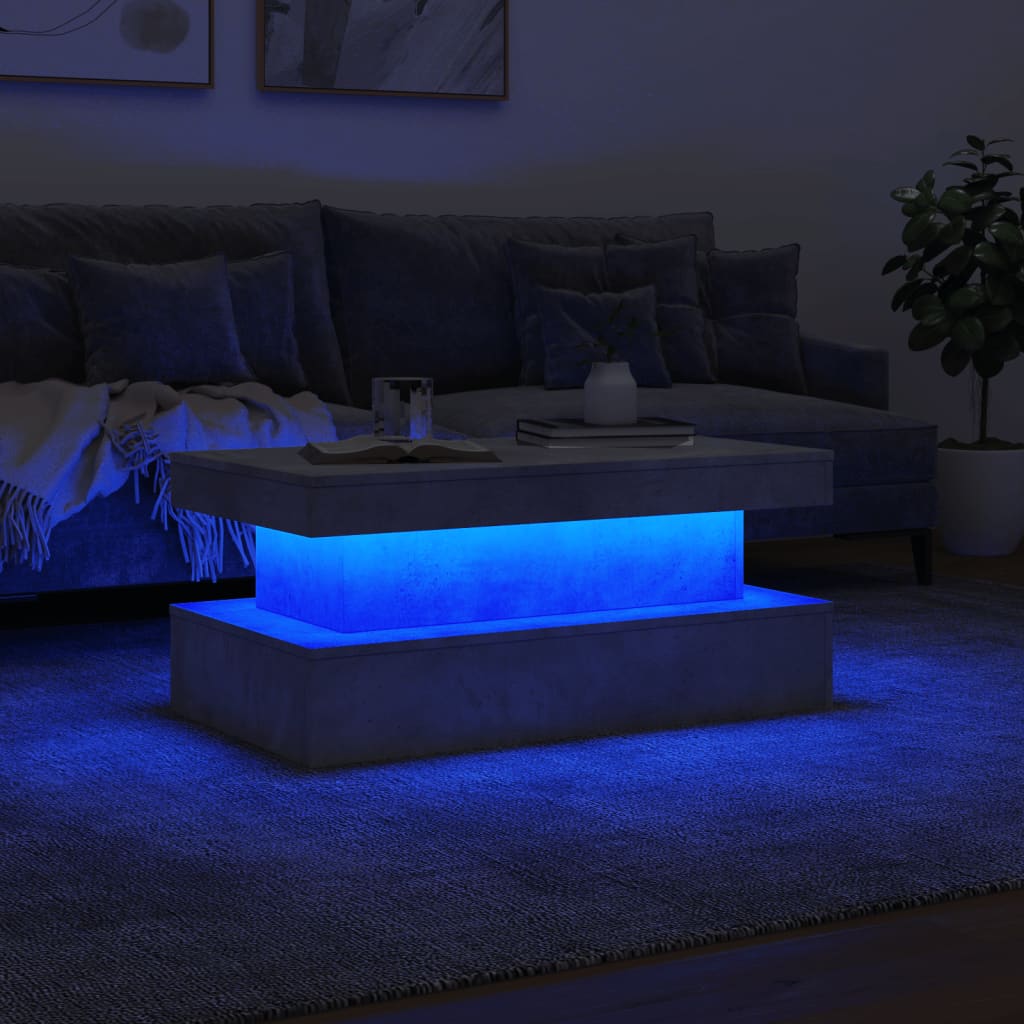 Salontafel met LED-verlichting 90x50x40 cm betongrijs Salontafels | Creëer jouw Trendy Thuis | Gratis bezorgd & Retour | Trendy.nl