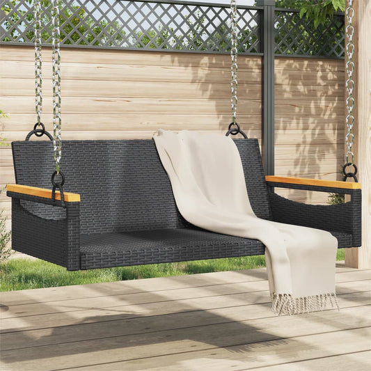 Schommelbank 109x62x40 cm poly rattan zwart Tuinbanken | Creëer jouw Trendy Thuis | Gratis bezorgd & Retour | Trendy.nl