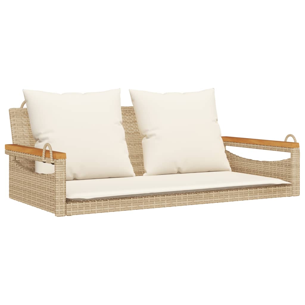 Schommelbank met kussens 109x62x40 cm poly rattan beige Tuinbanken | Creëer jouw Trendy Thuis | Gratis bezorgd & Retour | Trendy.nl