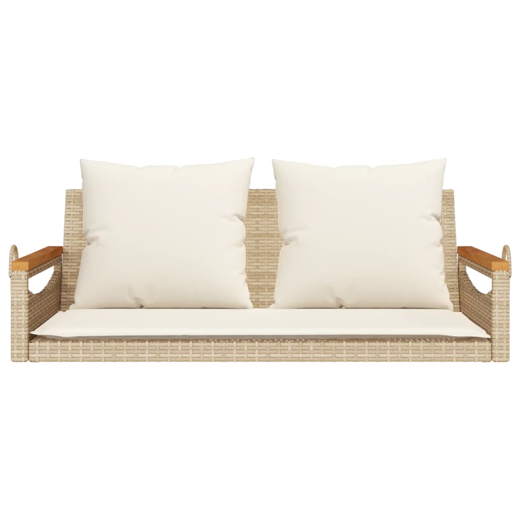 Schommelbank met kussens 109x62x40 cm poly rattan beige Tuinbanken | Creëer jouw Trendy Thuis | Gratis bezorgd & Retour | Trendy.nl