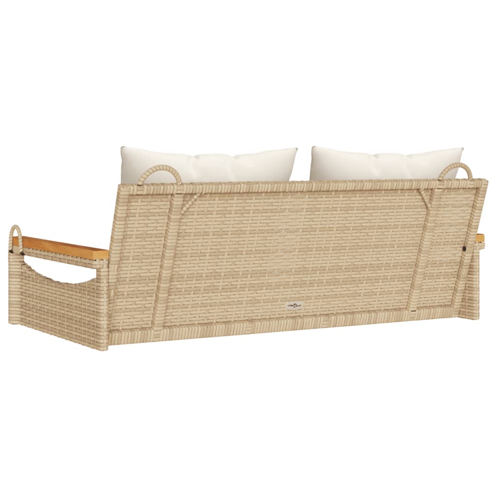 Schommelbank met kussens 109x62x40 cm poly rattan beige Tuinbanken | Creëer jouw Trendy Thuis | Gratis bezorgd & Retour | Trendy.nl