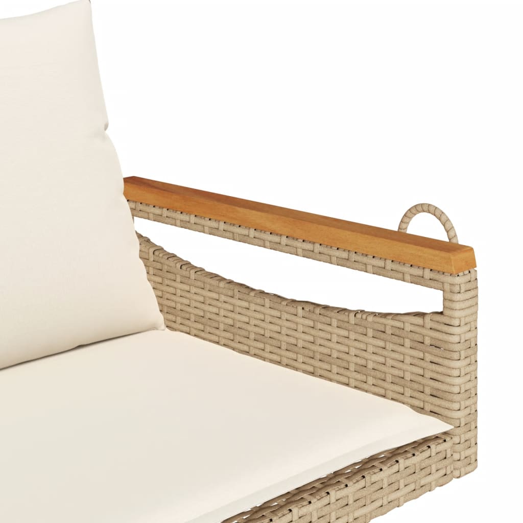 Schommelbank met kussens 109x62x40 cm poly rattan beige Tuinbanken | Creëer jouw Trendy Thuis | Gratis bezorgd & Retour | Trendy.nl