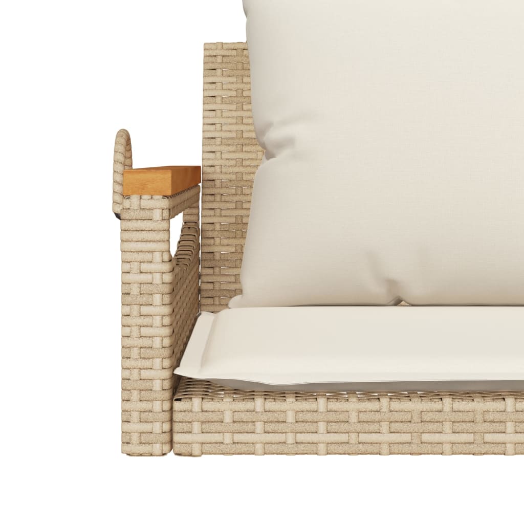 Schommelbank met kussens 109x62x40 cm poly rattan beige Tuinbanken | Creëer jouw Trendy Thuis | Gratis bezorgd & Retour | Trendy.nl