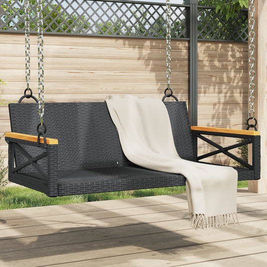 Schommelbank 109x62x40 cm poly rattan zwart Tuinbanken | Creëer jouw Trendy Thuis | Gratis bezorgd & Retour | Trendy.nl