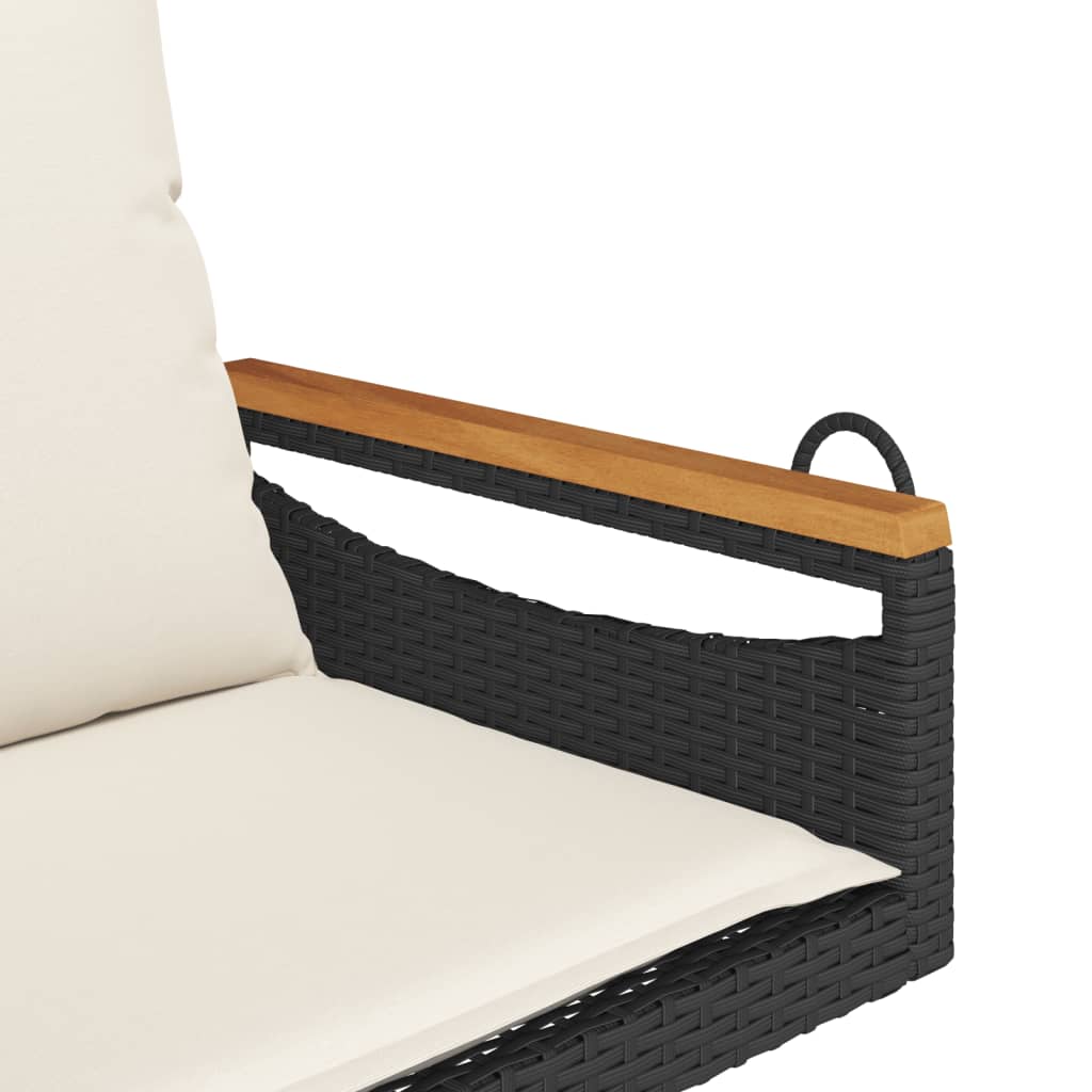 Schommelbank met kussens 63x62x40 cm poly rattan zwart Tuinbanken | Creëer jouw Trendy Thuis | Gratis bezorgd & Retour | Trendy.nl