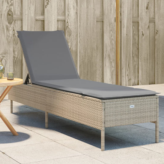 Ligbed met kussen poly rattan beige Ligstoelen | Creëer jouw Trendy Thuis | Gratis bezorgd & Retour | Trendy.nl