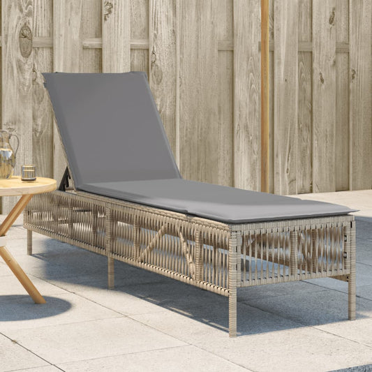 Ligbed met kussen poly rattan beige Ligstoelen | Creëer jouw Trendy Thuis | Gratis bezorgd & Retour | Trendy.nl