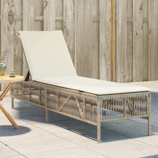 Ligbed met kussen poly rattan beige Ligstoelen | Creëer jouw Trendy Thuis | Gratis bezorgd & Retour | Trendy.nl