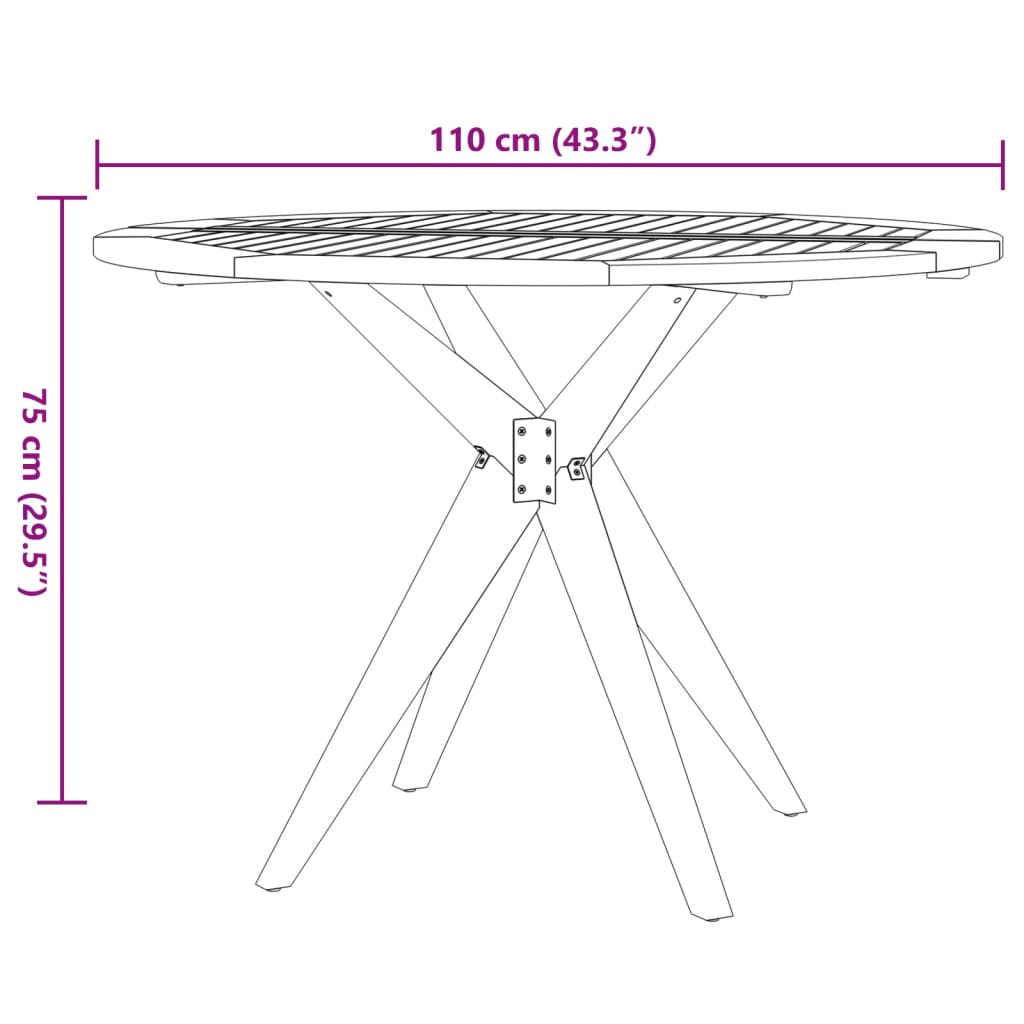 Tuintafel rond Ø110x75 cm massief acaciahout Tuintafels | Creëer jouw Trendy Thuis | Gratis bezorgd & Retour | Trendy.nl