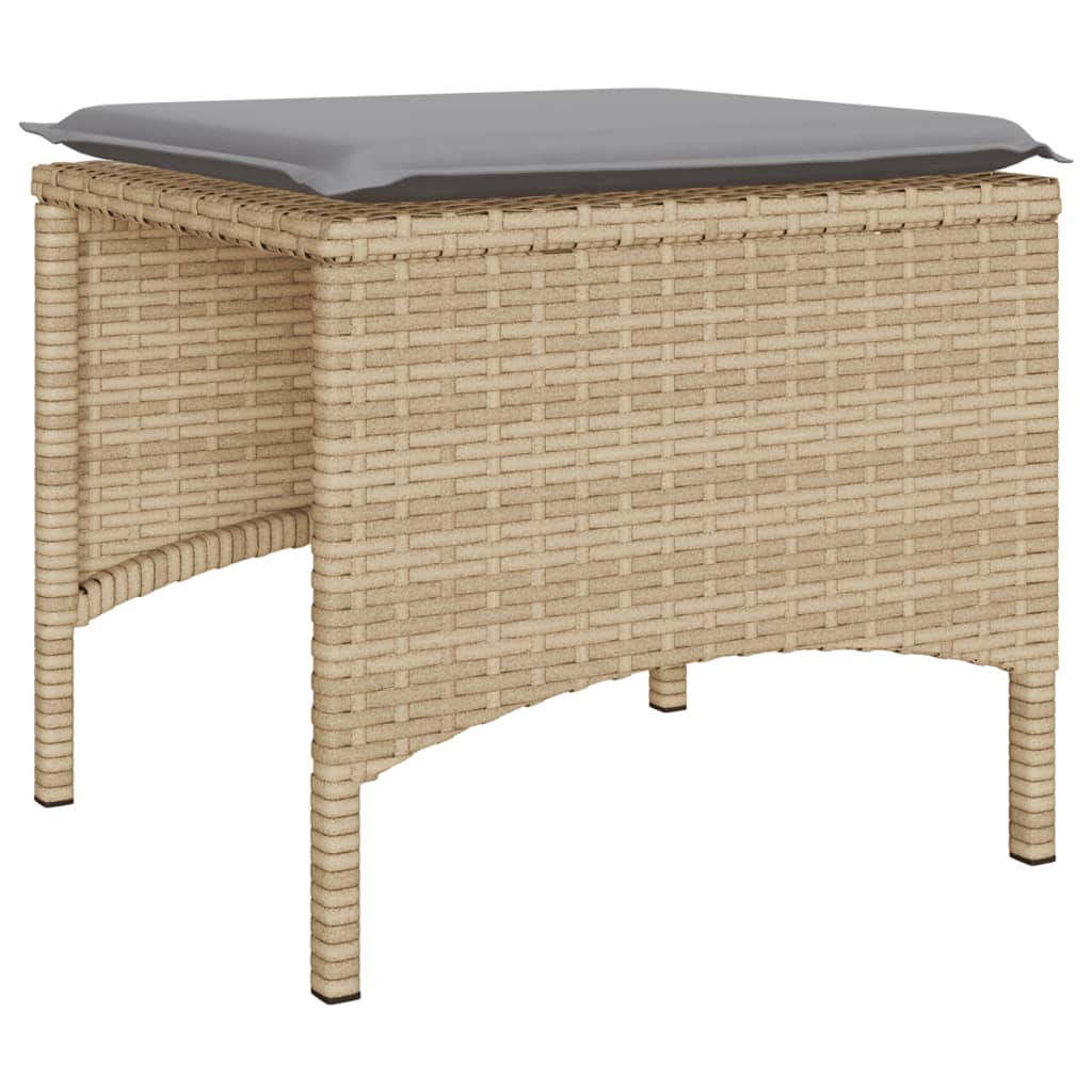 Tuinbank 2-zits met tafel en voetenbanken poly rattan beige