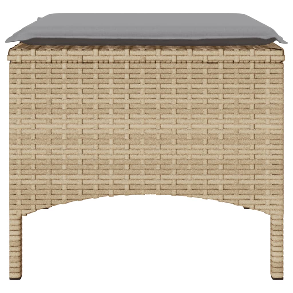 Tuinbank 2-zits met tafel en voetenbanken poly rattan beige