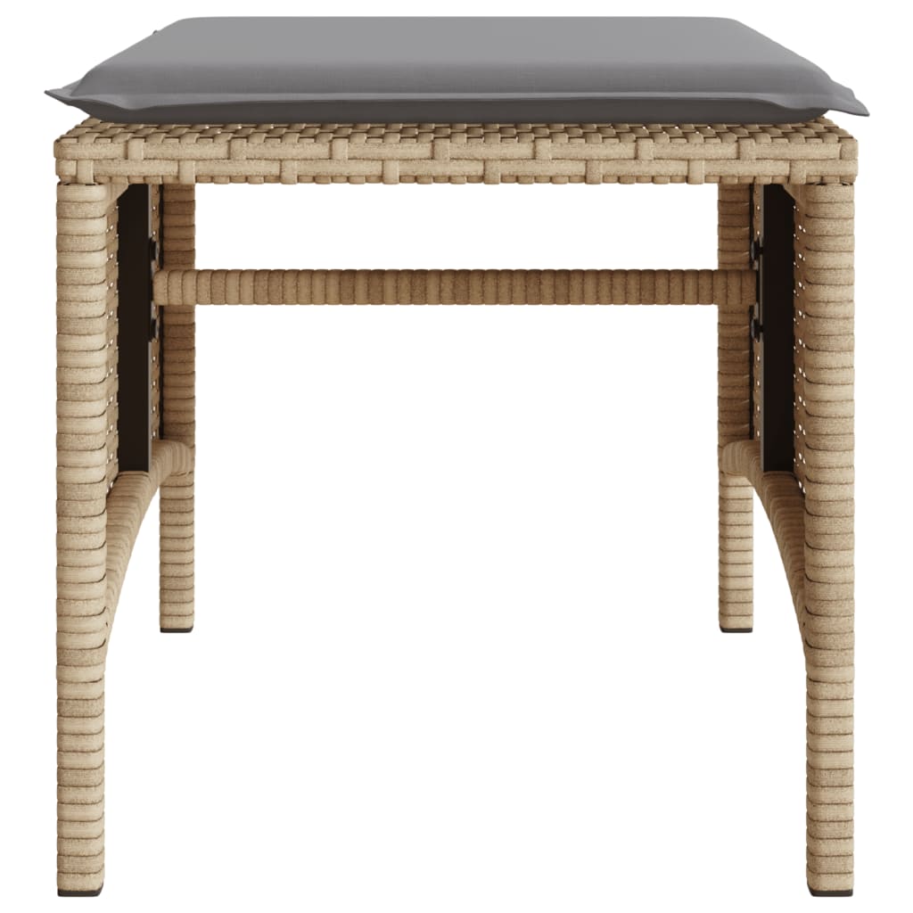 Tuinbank 2-zits met tafel en voetenbanken poly rattan beige