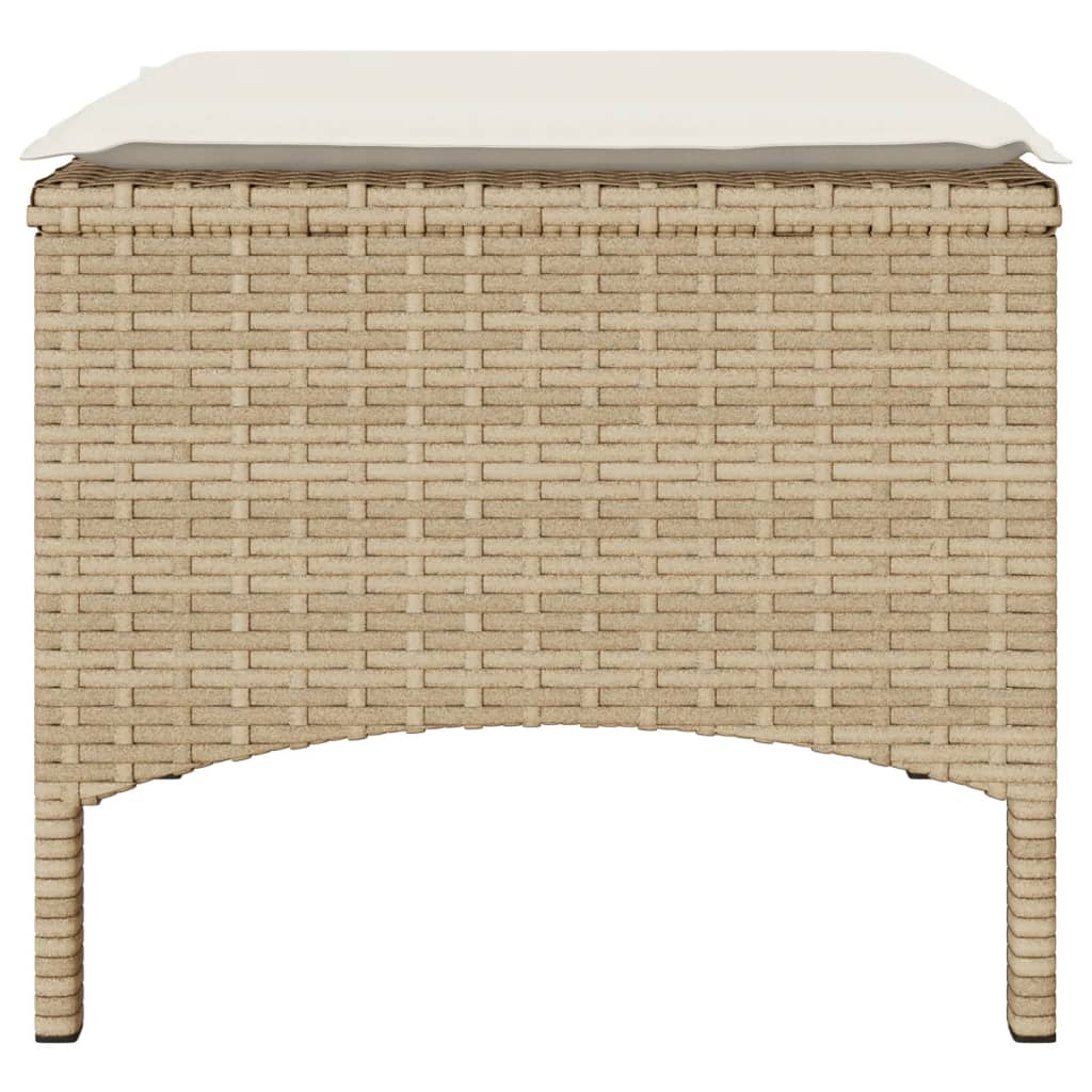 Tuinbank 2-zits met tafel en voetenbanken poly rattan beige