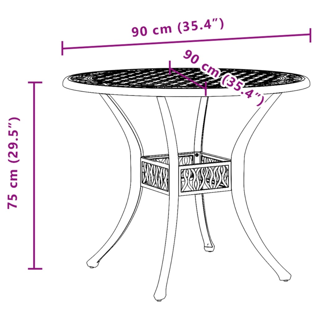 Tuintafel Ø 90x75 cm gietaluminium groen Tuintafels | Creëer jouw Trendy Thuis | Gratis bezorgd & Retour | Trendy.nl