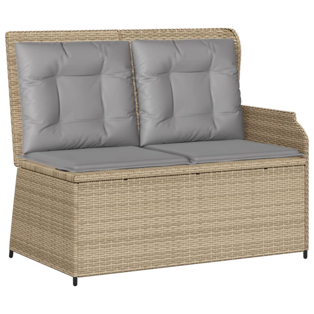 Tuinbankje verstelbaar met kussens poly rattan beige Tuinbanken | Creëer jouw Trendy Thuis | Gratis bezorgd & Retour | Trendy.nl