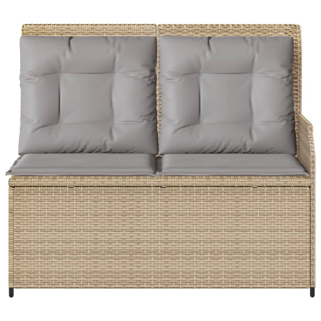 Tuinbankje verstelbaar met kussens poly rattan beige Tuinbanken | Creëer jouw Trendy Thuis | Gratis bezorgd & Retour | Trendy.nl