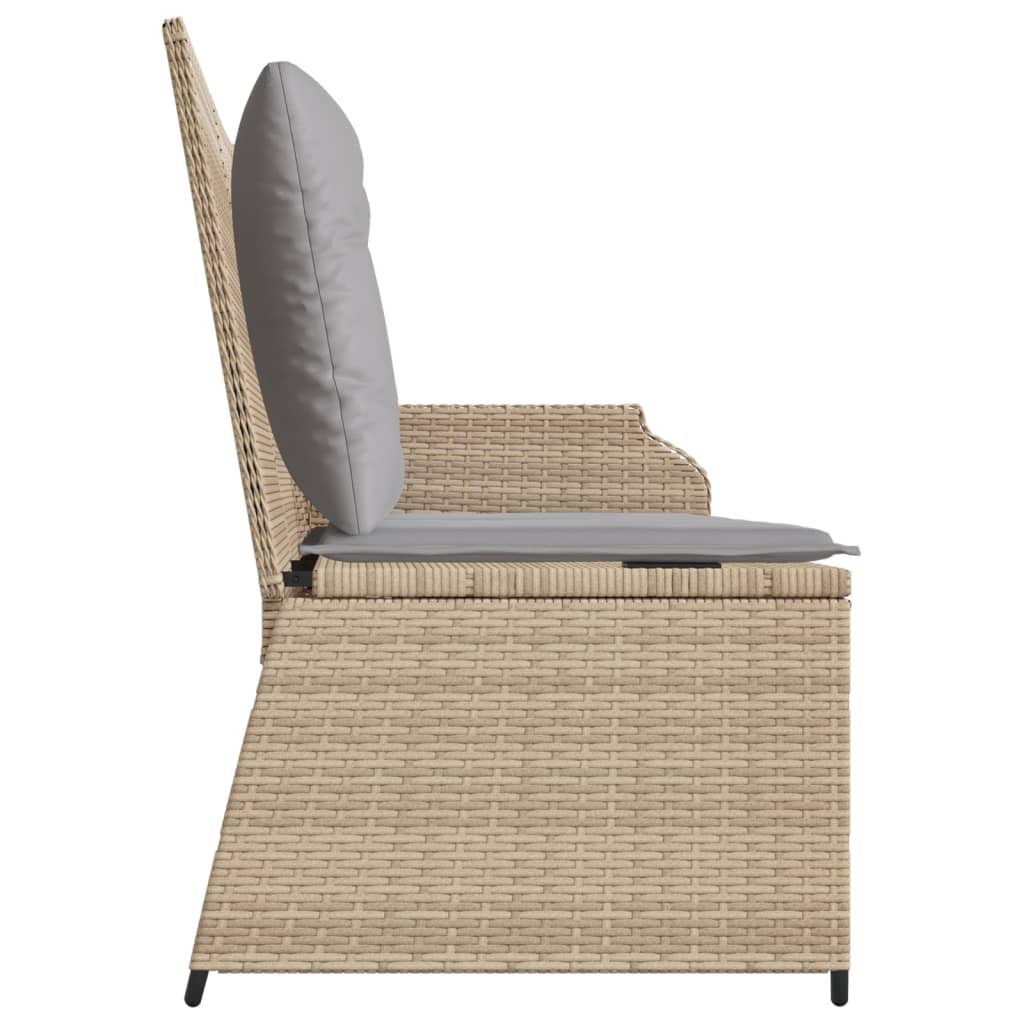 Tuinbankje verstelbaar met kussens poly rattan beige Tuinbanken | Creëer jouw Trendy Thuis | Gratis bezorgd & Retour | Trendy.nl