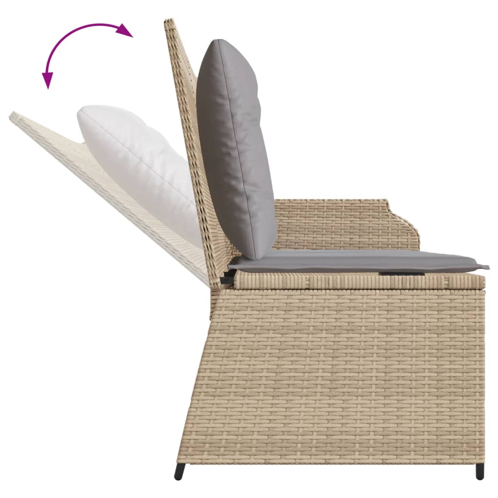 Tuinbankje verstelbaar met kussens poly rattan beige Tuinbanken | Creëer jouw Trendy Thuis | Gratis bezorgd & Retour | Trendy.nl