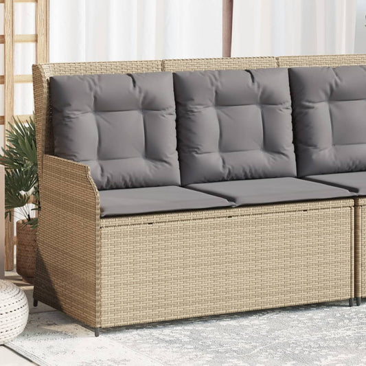 Tuinbankje verstelbaar met kussens poly rattan beige Tuinbanken | Creëer jouw Trendy Thuis | Gratis bezorgd & Retour | Trendy.nl