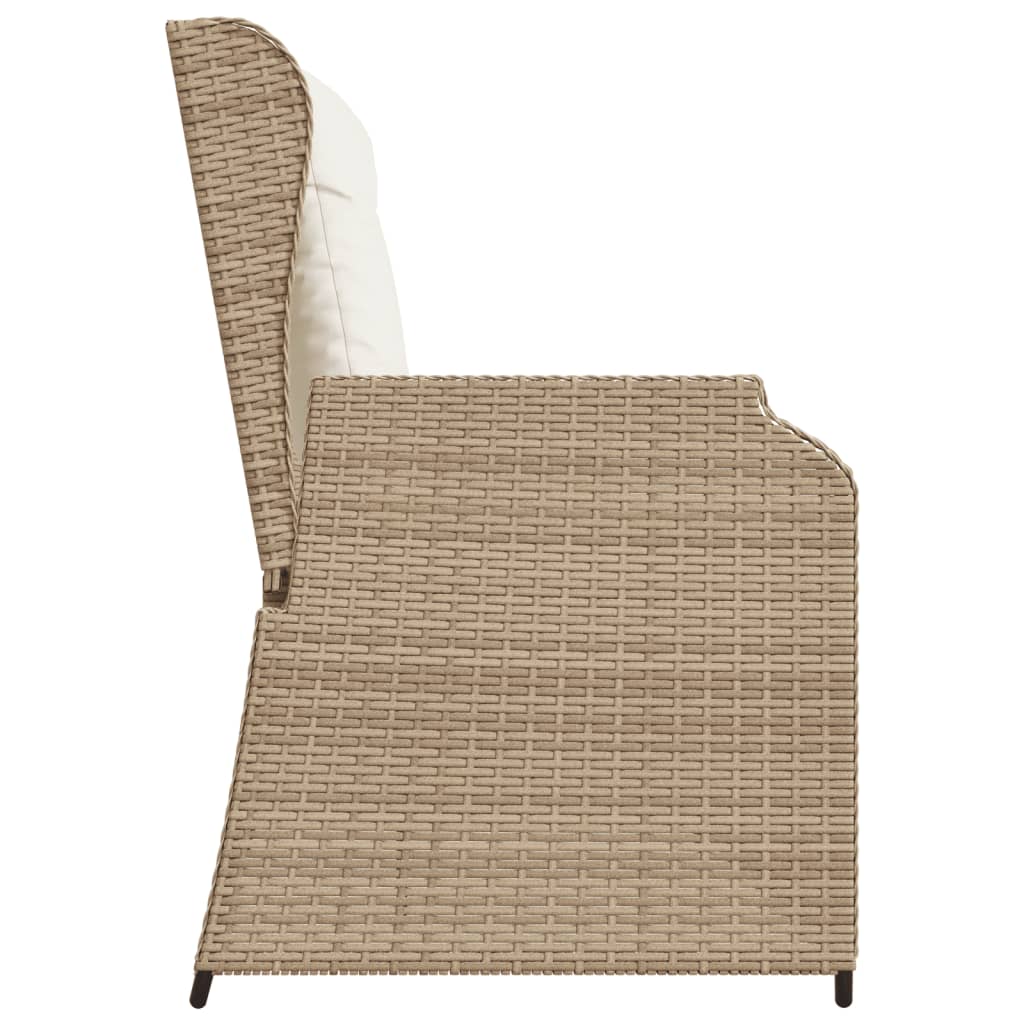 Tuinbankje verstelbaar met kussens poly rattan beige Tuinbanken | Creëer jouw Trendy Thuis | Gratis bezorgd & Retour | Trendy.nl