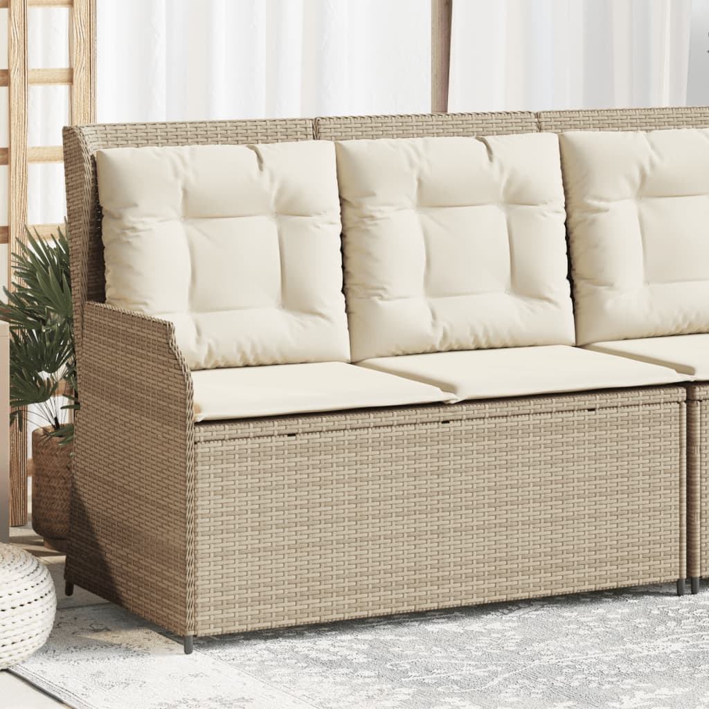 Tuinbankje verstelbaar met kussens poly rattan beige Tuinbanken | Creëer jouw Trendy Thuis | Gratis bezorgd & Retour | Trendy.nl