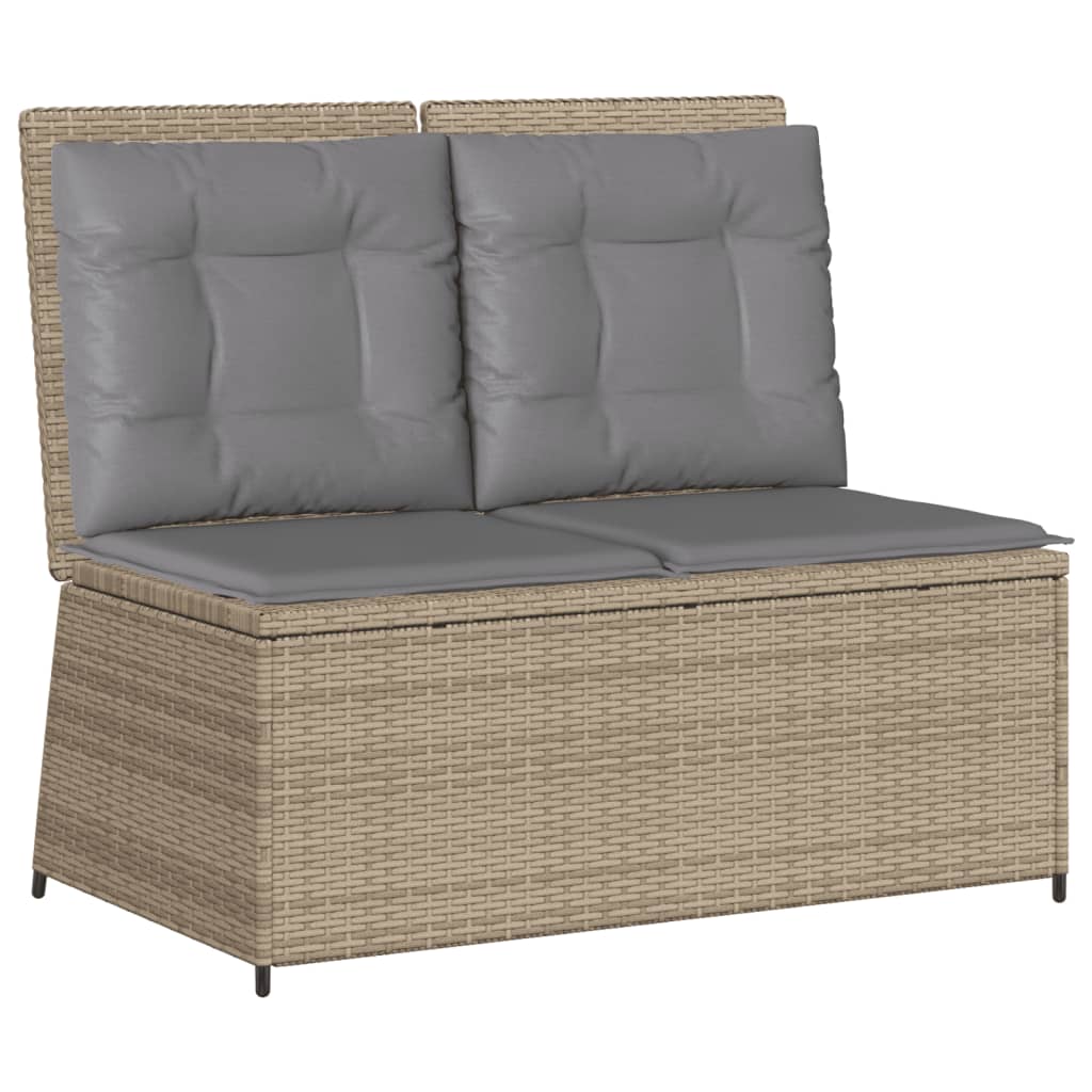 Tuinbankje verstelbaar met kussens poly rattan beige Tuinbanken | Creëer jouw Trendy Thuis | Gratis bezorgd & Retour | Trendy.nl