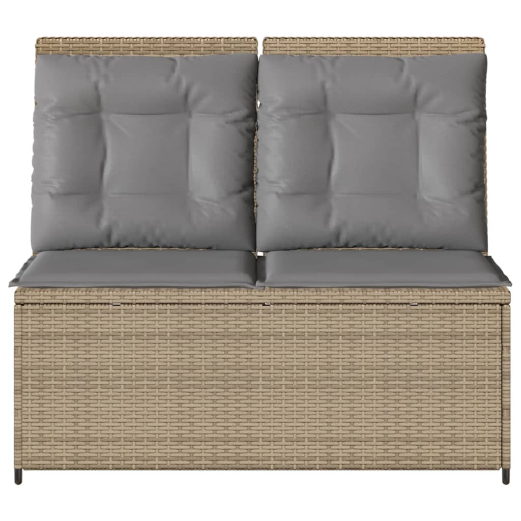 Tuinbankje verstelbaar met kussens poly rattan beige Tuinbanken | Creëer jouw Trendy Thuis | Gratis bezorgd & Retour | Trendy.nl