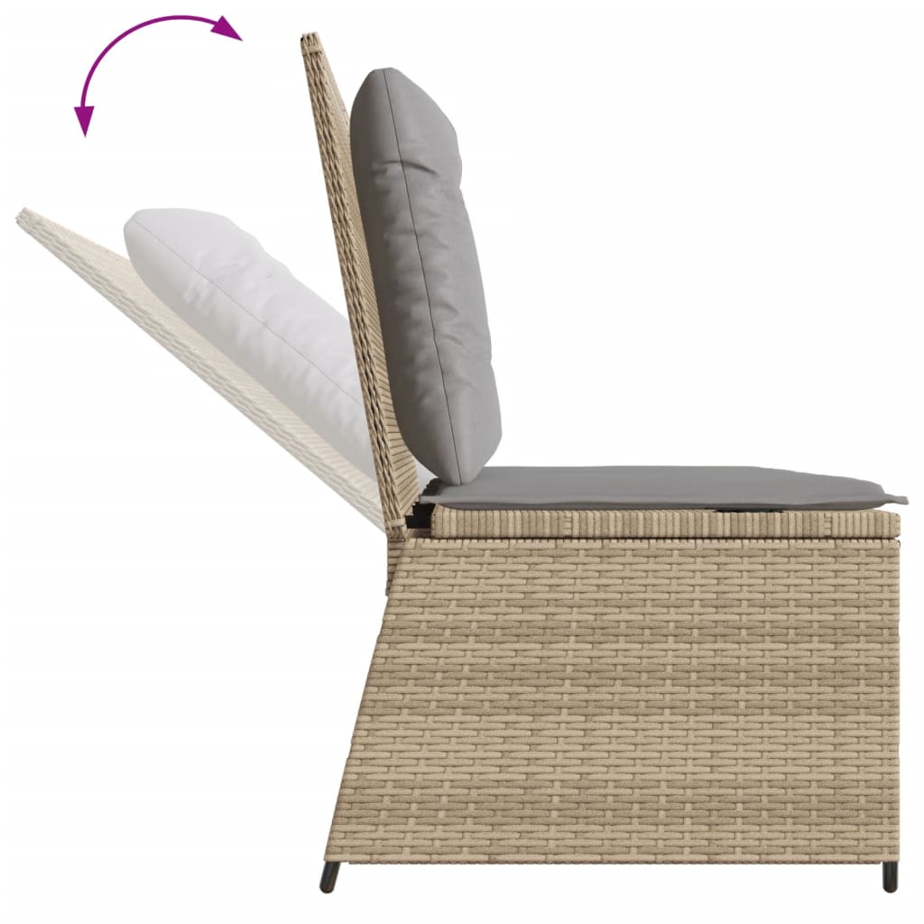 Tuinbankje verstelbaar met kussens poly rattan beige Tuinbanken | Creëer jouw Trendy Thuis | Gratis bezorgd & Retour | Trendy.nl