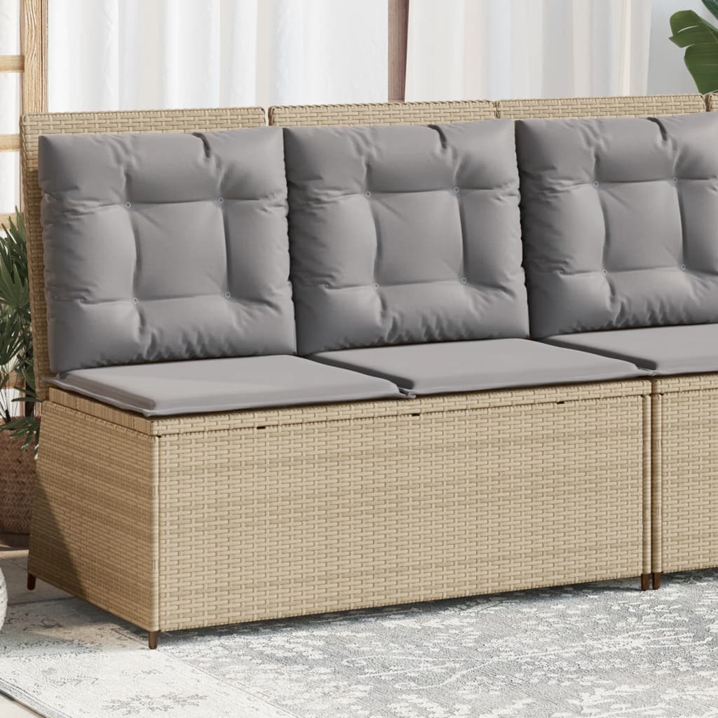 Tuinbankje verstelbaar met kussens poly rattan beige Tuinbanken | Creëer jouw Trendy Thuis | Gratis bezorgd & Retour | Trendy.nl