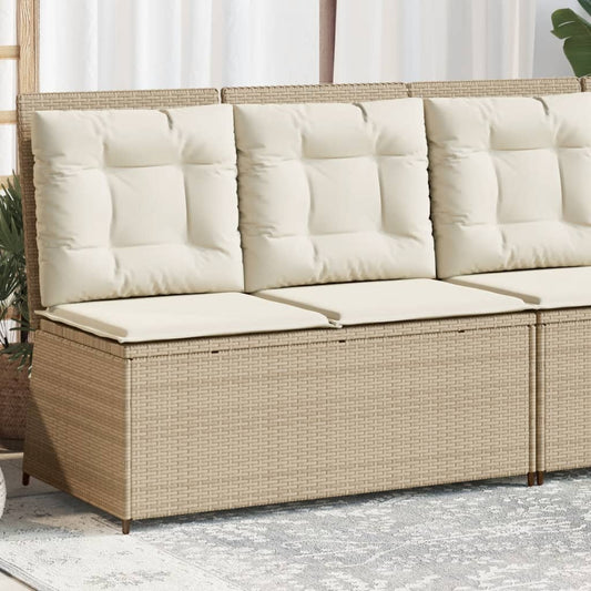 Tuinbankje verstelbaar met kussens poly rattan beige Tuinbanken | Creëer jouw Trendy Thuis | Gratis bezorgd & Retour | Trendy.nl