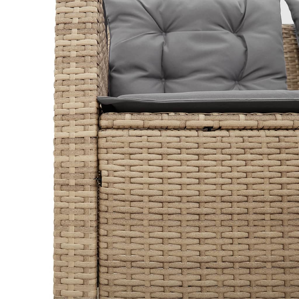 Tuinbank met tafel en kussens L-vormig poly rattan beige Tuinsets | Creëer jouw Trendy Thuis | Gratis bezorgd & Retour | Trendy.nl