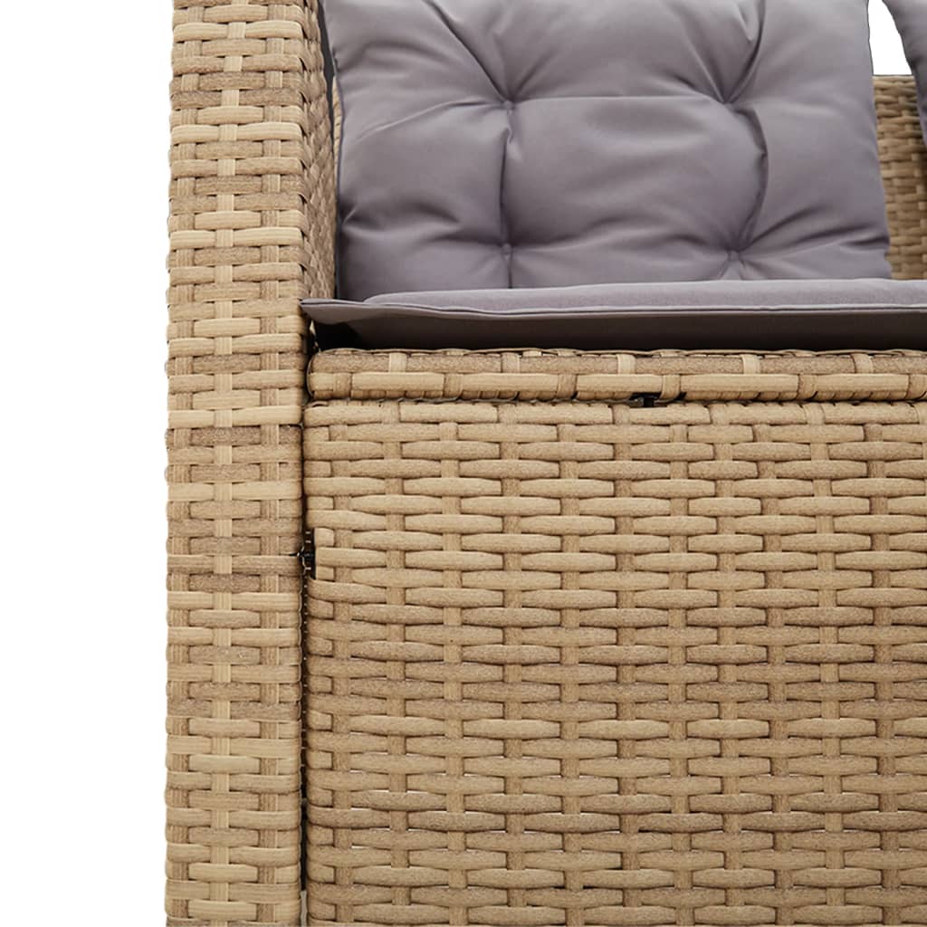 Tuinbank met tafel en kussens L-vormig poly rattan beige Tuinsets | Creëer jouw Trendy Thuis | Gratis bezorgd & Retour | Trendy.nl