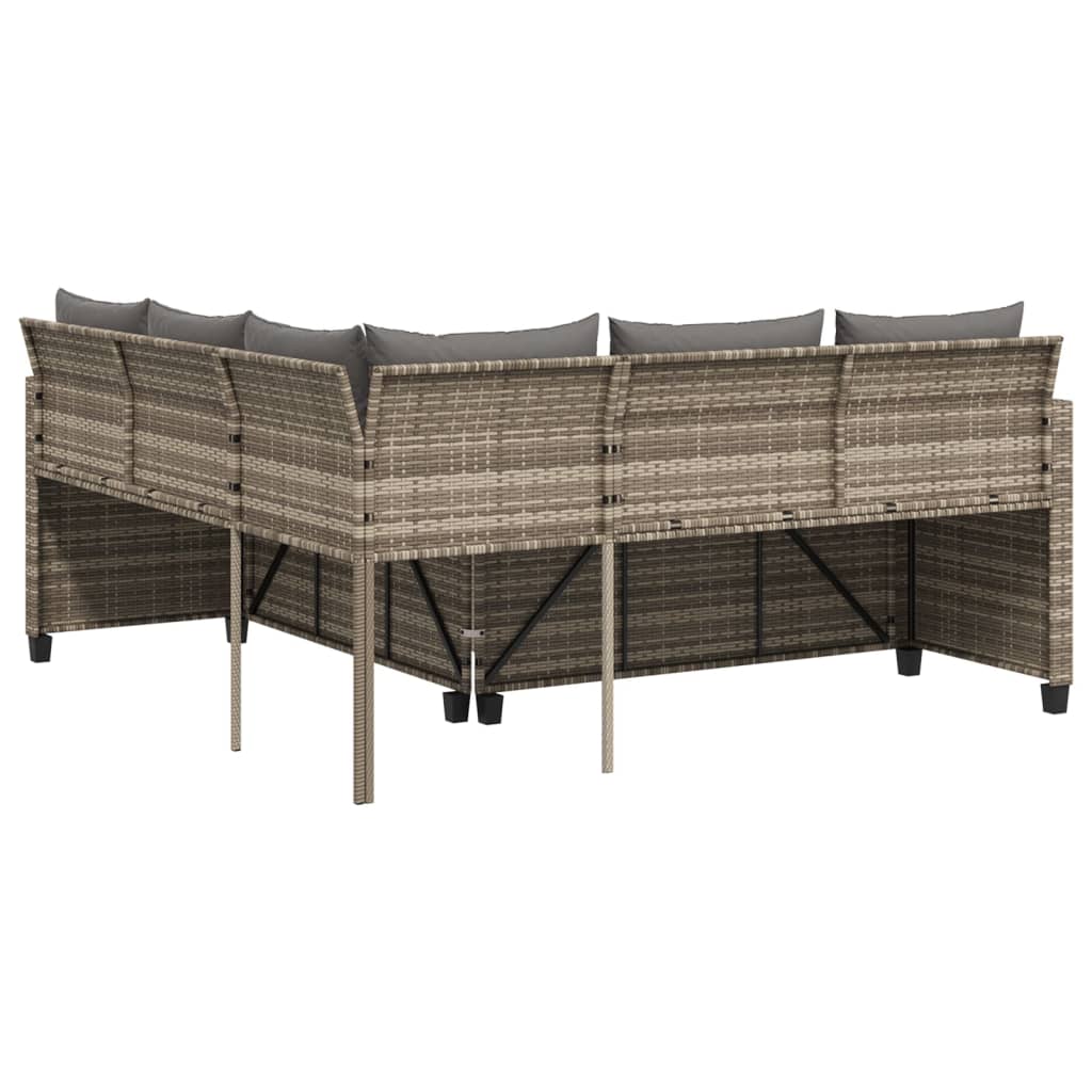 Tuinbank met tafel en kussens L-vormig poly rattan grijs Tuinsets | Creëer jouw Trendy Thuis | Gratis bezorgd & Retour | Trendy.nl