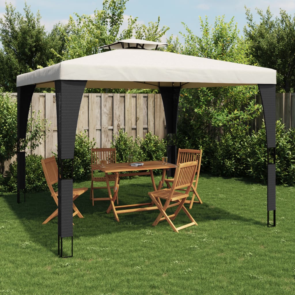 Prieel met dubbel dak 2,98x2,98 m staal crèmekleurig Partytenten & prieëlen | Creëer jouw Trendy Thuis | Gratis bezorgd & Retour | Trendy.nl