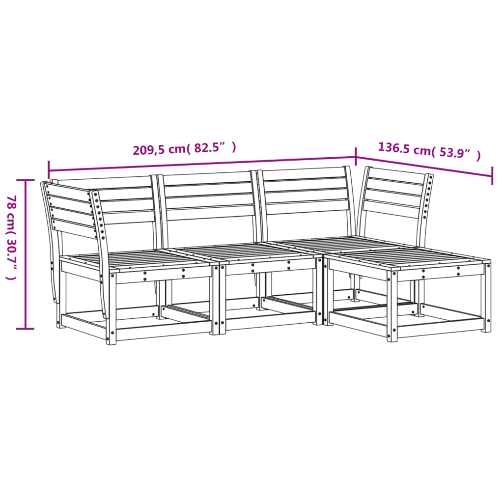 4-delige Loungeset massief grenenhout Tuinsets | Creëer jouw Trendy Thuis | Gratis bezorgd & Retour | Trendy.nl