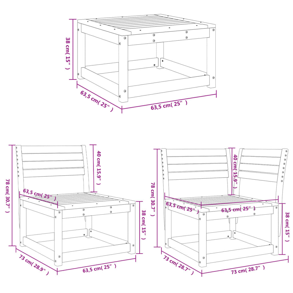 4-delige Loungeset massief grenenhout Tuinsets | Creëer jouw Trendy Thuis | Gratis bezorgd & Retour | Trendy.nl