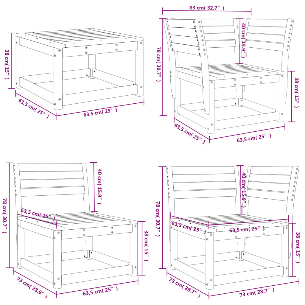 5-delige Loungeset massief douglashout Tuinsets | Creëer jouw Trendy Thuis | Gratis bezorgd & Retour | Trendy.nl