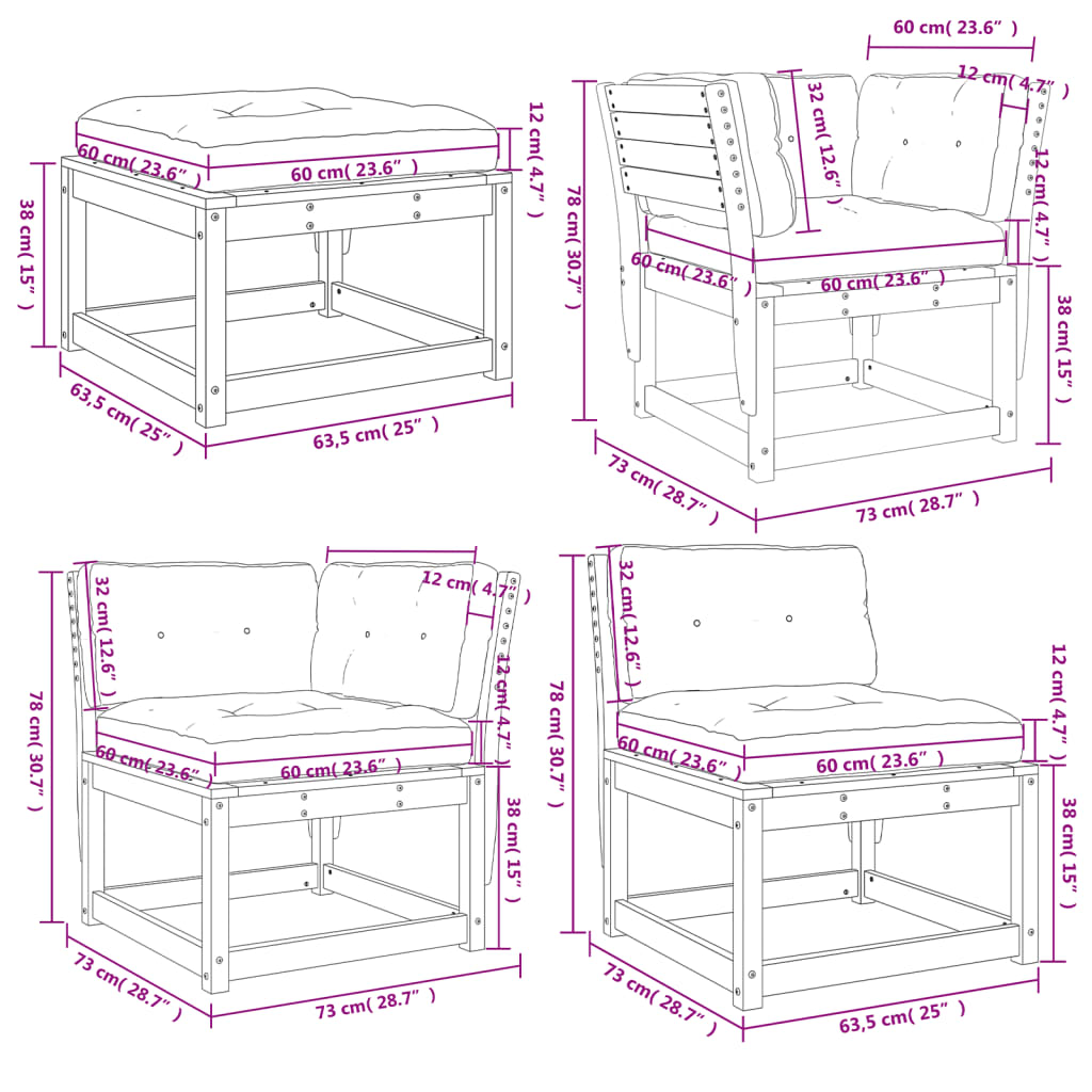 8-delige Loungeset met kussens massief douglashout Tuinsets | Creëer jouw Trendy Thuis | Gratis bezorgd & Retour | Trendy.nl